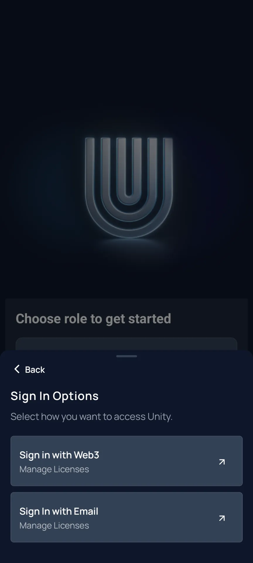 Sign In Options — Web3 or Email
