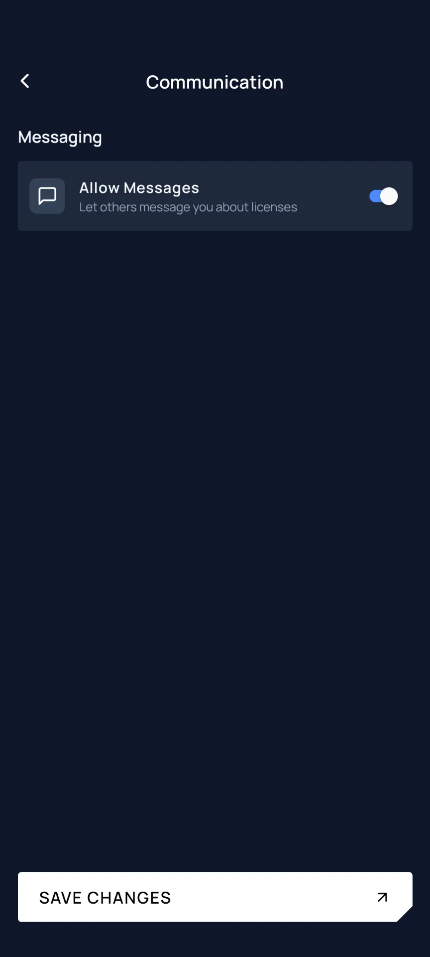 Communication Settings — Allow Messages